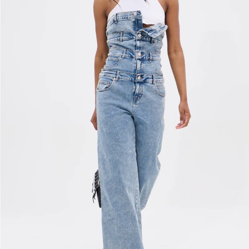 AKIRA Blue Denim Layerd Jumpsuit